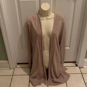 Milano Open-Front Longline Cardigan in Light Brown